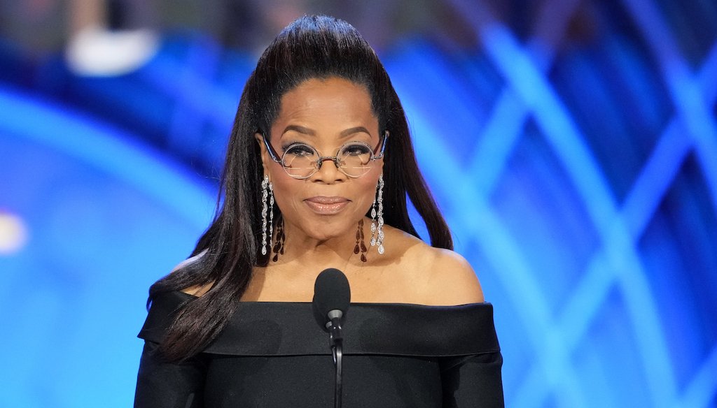 Oprah Winfrey presents the award for best performance by an actress in a leading role in a musical during the 78th Tony Awards, June 8, 2025, at Radio City Music Hall in New York. (AP)