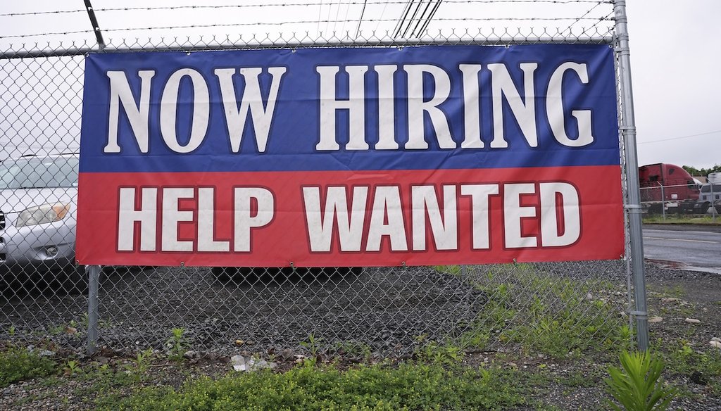 A hiring and help wanted sign in Morrisville, Pa., on June 9, 2025. (AP)