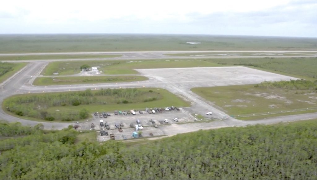 Isolated Everglades airfield about 45 miles west of Miami where Florida officials say the "Alligator Alcatraz" immigration detention facility would be located. (Courtesy of the Office of Attorney General James Uthmeier via AP)