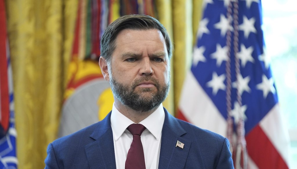 Vice President JD Vance listens as President Donald Trump holds an executive order signing ceremony in the Oval Office on Aug. 25, 2025. (AP)