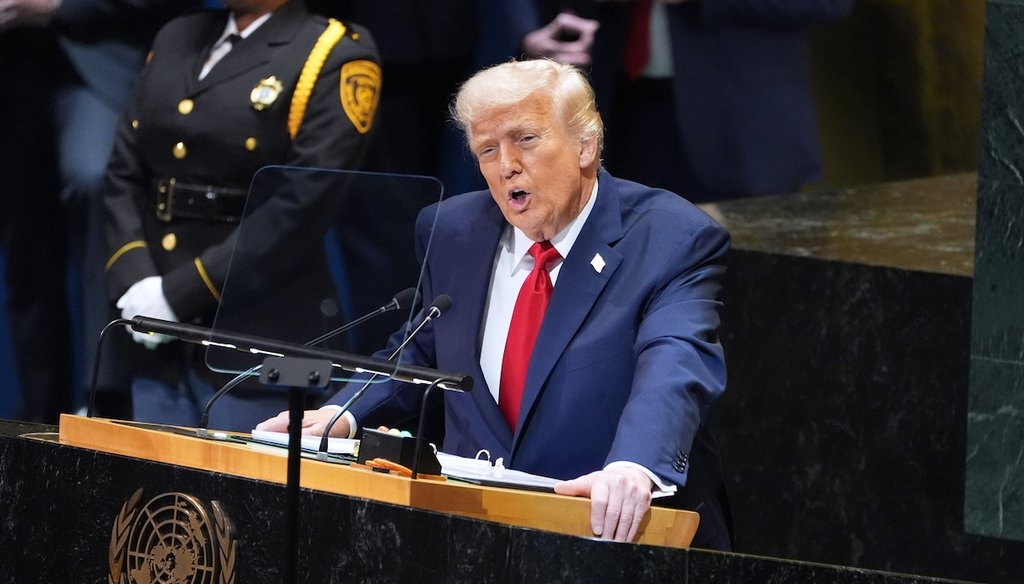 President Donald Trump address the 80th session of the United Nations General Assembly, Tuesday, Sept. 23, 2025, at U.N. headquarters. (AP)
