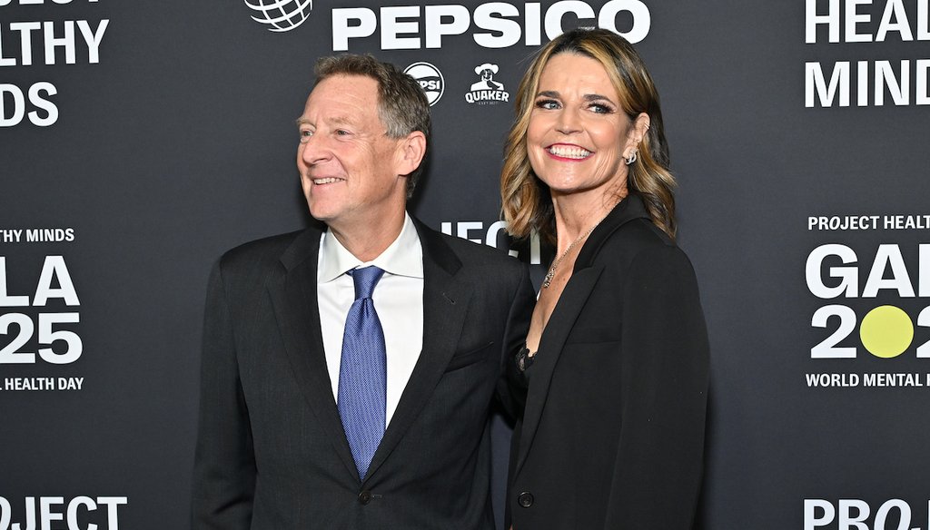 Michael Feldman, left, and Savannah Guthrie attend the third annual World Mental Health Day Gala, hosted by Project Healthy Minds, at Spring Studios Oct. 9, 2025, in New York. (AP)