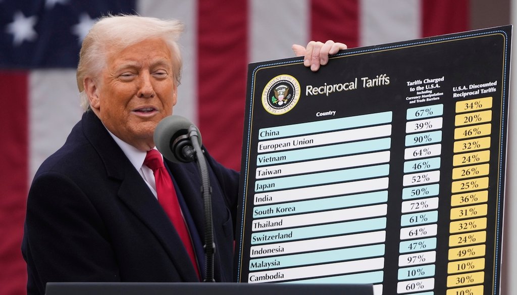 President Donald Trump speaks during an event to announce new tariffs in the Rose Garden at the White House, on April 2, 2025, in Washington. (AP)