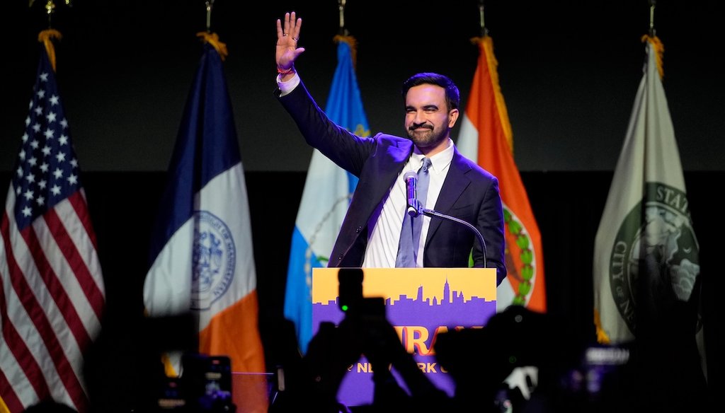 New York City Mayor-elect Zohran Mamdani waves to supporters after making his acceptance speech on Nov. 4, 2025. (AP)