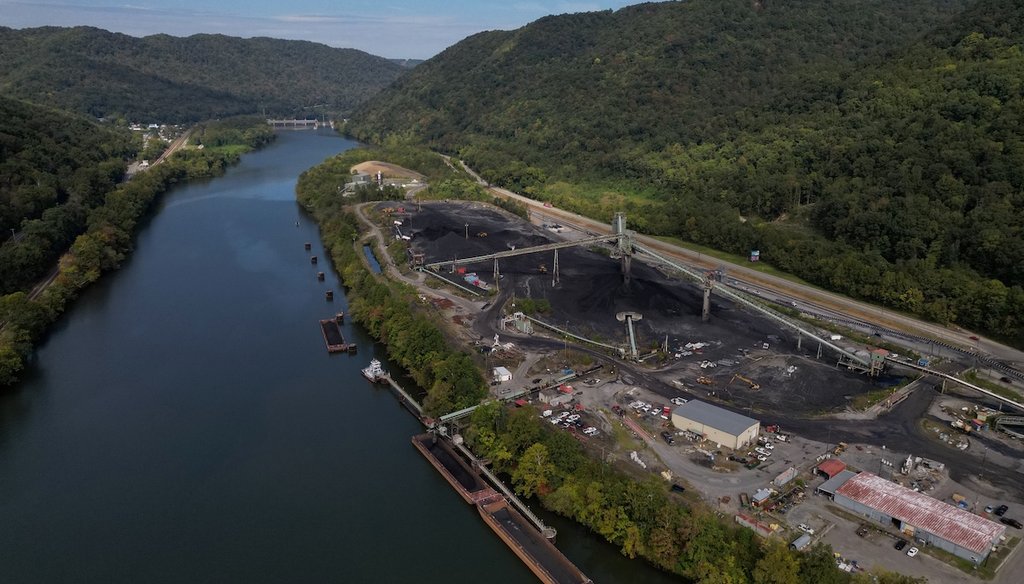 The Mammoth Coal Processing Plant in in London, W.Va., along the Kanawha River on Sept. 17, 2025. (AP)
