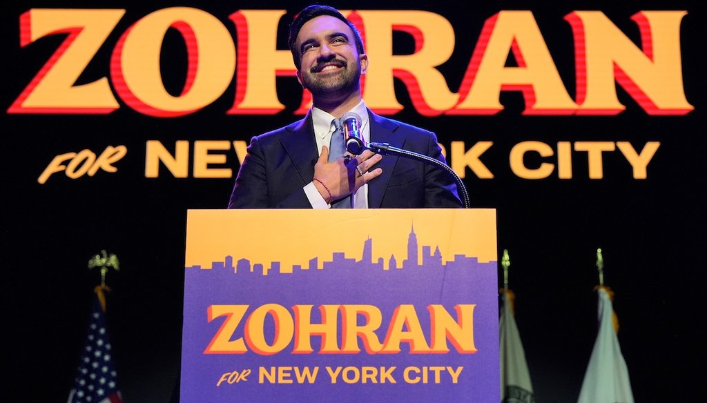 Democrat Zohran Mamdani delivers his victory speech at a mayoral election night watch party in New York, Nov. 4, 2025. (AP)