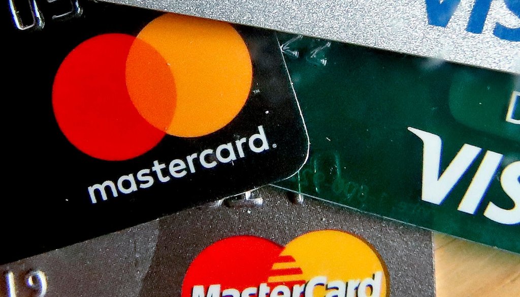 A file photo of Mastercard and Visa credit cards from 2019. (AP)