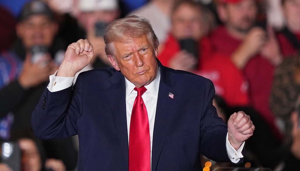 President Donald Trump dances to music after speaking at the Mount Airy Casino Resort in Mount Pocono, Pa., on Dec. 9, 2025. (AP)