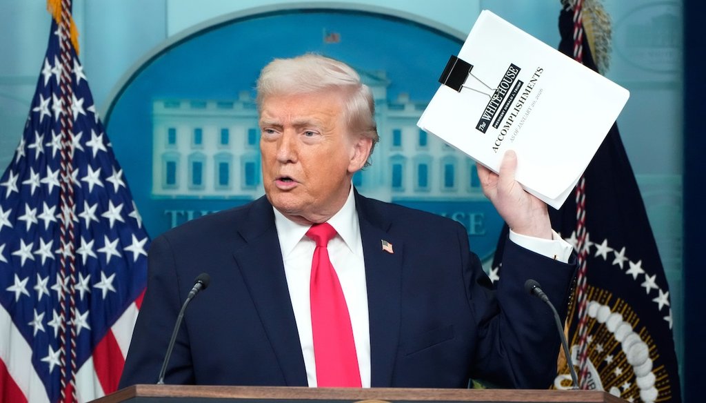 President Donald Trump speaks during a press briefing at the White House on Jan. 20, 2026. (AP)