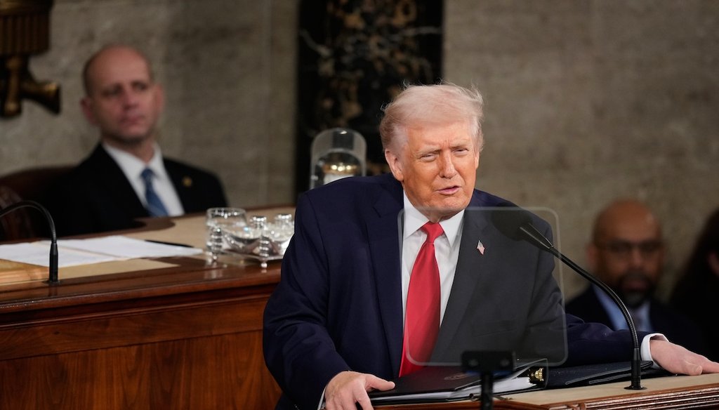 President Donald Trump delivers his State of the Union address to a joint session of Congress in the House chamber at the U.S. Capitol in Washington, Feb. 24, 2026. (AP)