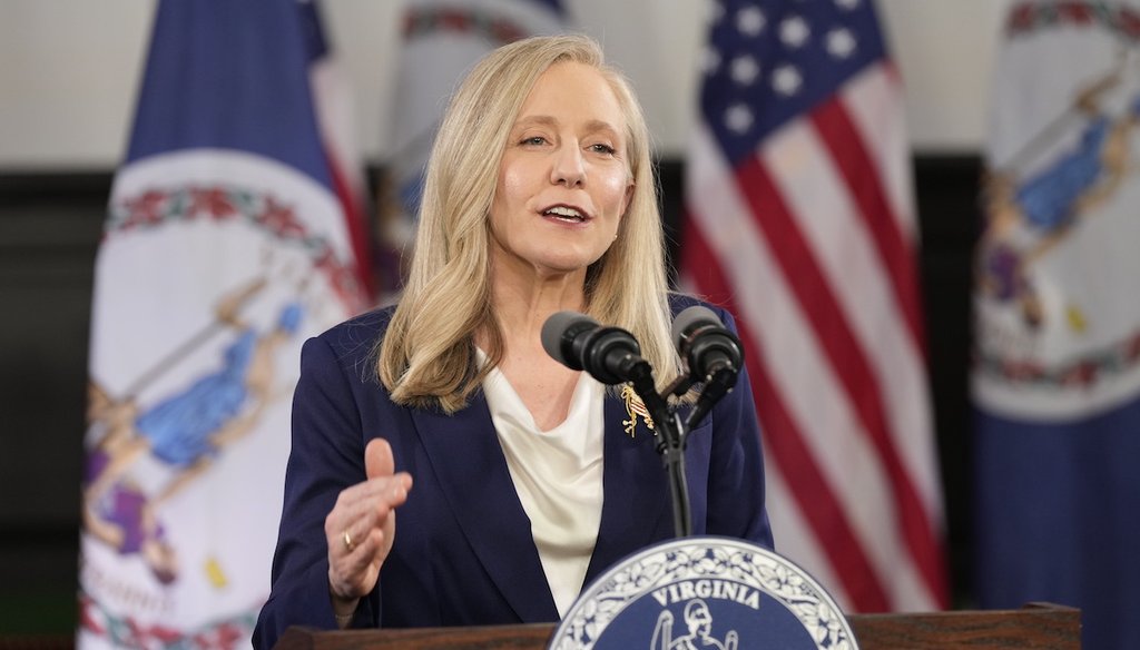 Virginia Gov. Abigail Spanberger delivers the Democratic response to President Donald Trump's State of the Union address , Feb. 24, 2026, in Williamsburg, Va. (AP)