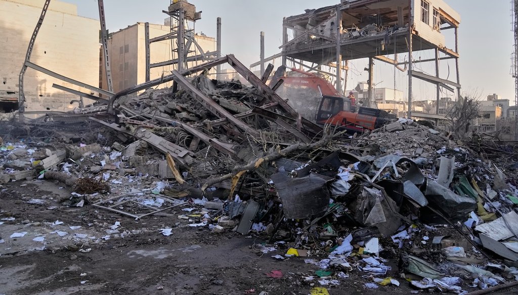 A police station was destroyed after being struck during a U.S.–Israeli military campaign in Tehran, Iran, on March 2, 2026. (AP)