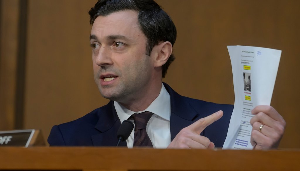 Sen. Jon Ossoff, D-Ga., questions witnesses at a Senate Intelligence Committee hearing on March 18, 2026. (AP)