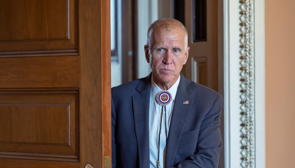 Sen. Thom Tillis, R-N.C., leaves a closed-door meeting at the Capitol on March 26, 2026. (AP)