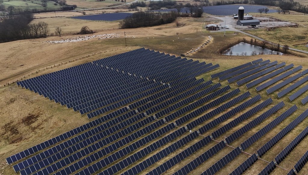 Solar panels at a farm on Jan. 14, 2026, in Lancaster, Ky. (AP)