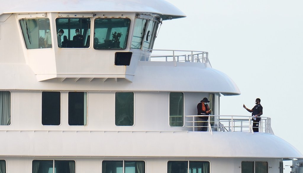 Passengers and crew at the hantavirus-stricken cruise ship MV Hondius after arriving at the port of Granadilla in Tenerife, Canary Islands, Spain, Sunday, May 10, 2026. (AP)
