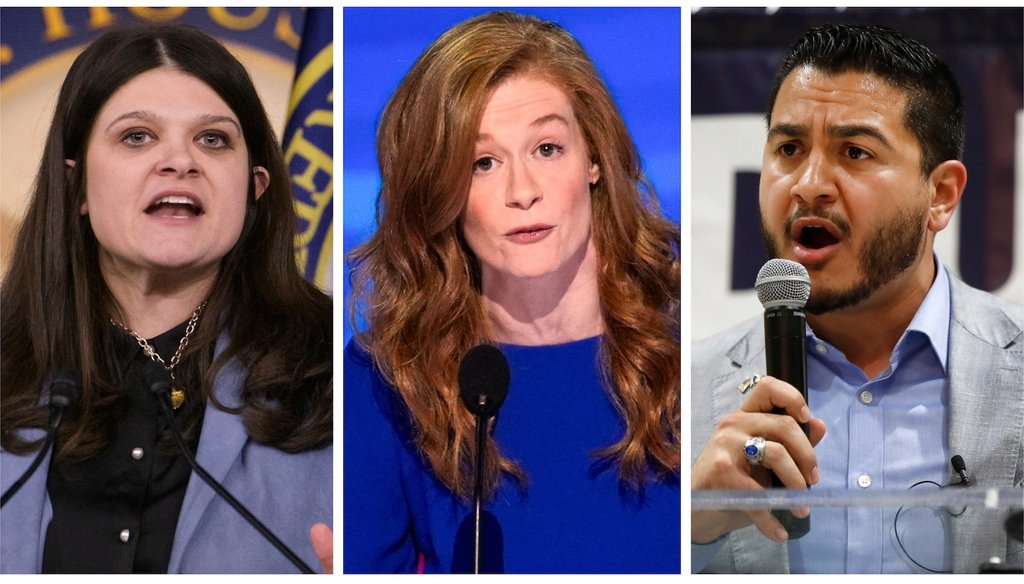 This combination of photos shows Rep. Haley Stevens, D-Mich., Feb. 6, 2025, in Washington, left, Michigan state Sen. Mallory McMorrow, D-Royal Oak, Aug. 19, 2024, in Chicago, center, and Abdul El-Sayed in Detroit on July 28, 2018. (AP)