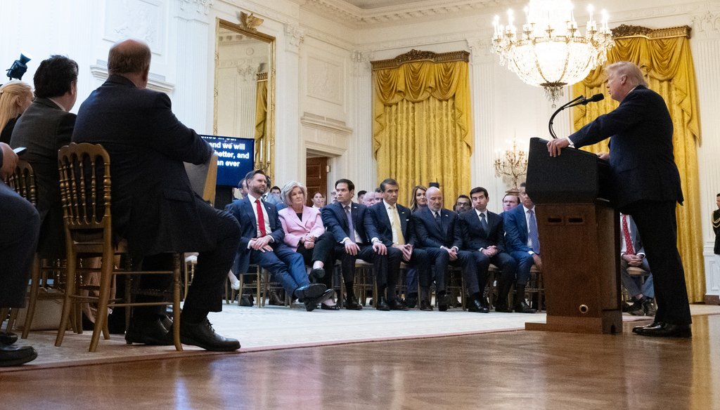 President Donald Trump speaks in the East Room of the White House, July 16, 2026, in Washington. (AP)