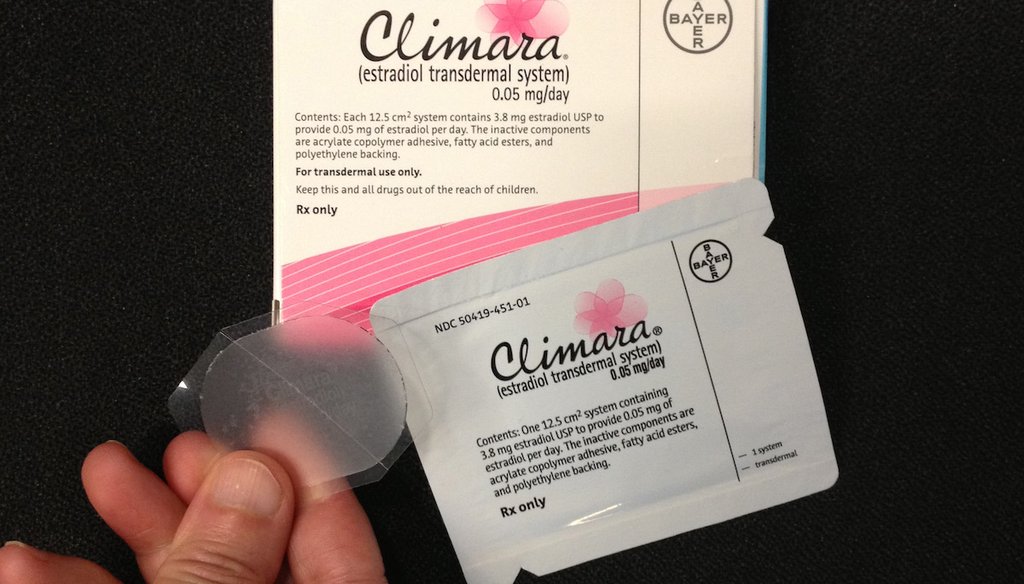 This photo shows Bayer's Climara low-dose estrogen skin patch, one of several hormone treatments for menopause symptoms. Oct. 2, 2012 (AP)