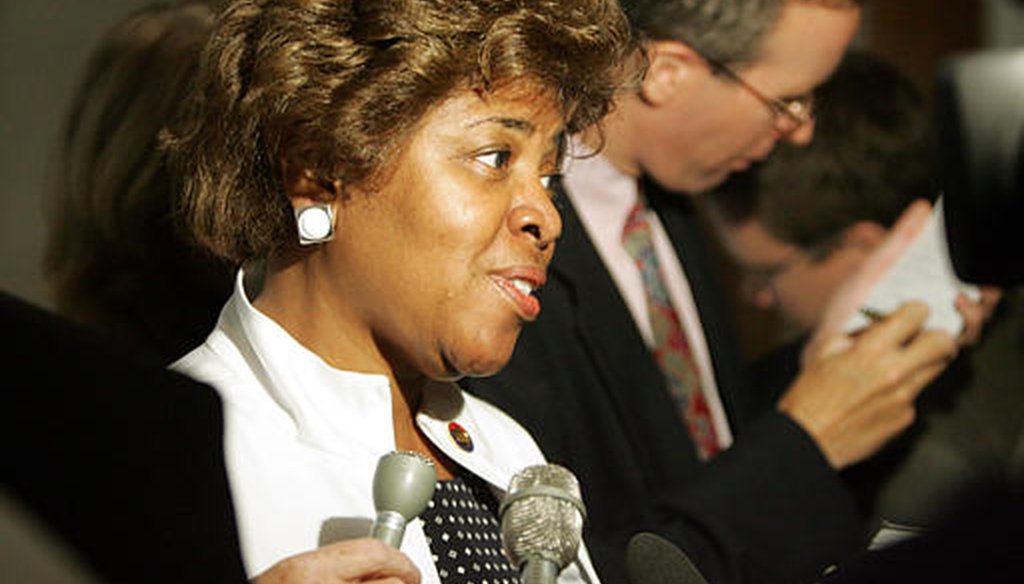 Linda Coleman speaks to the media in 2005 while a member of the state legislature. (AP/Gerry Broome)