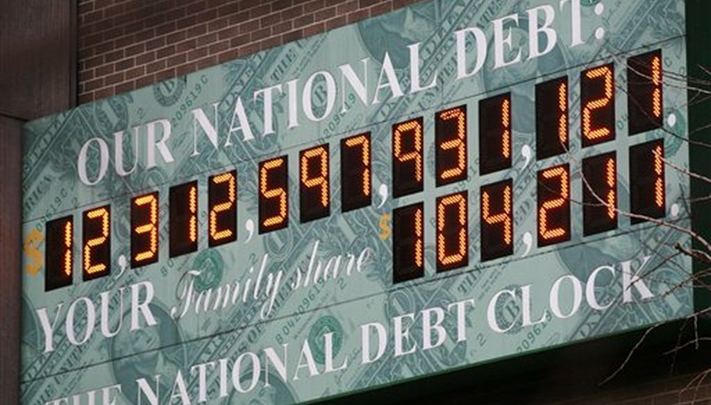 The National Debt Clock in New York, shown way back on Feb. 1, 2010. (AP/Mark Lennihan)