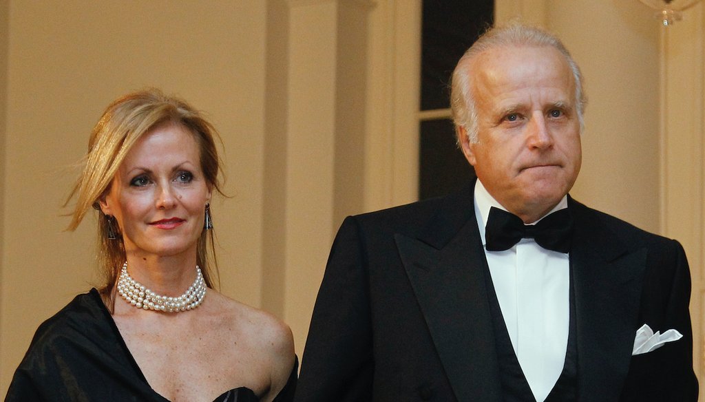 In this file photo, James and Sara Biden arrive at the White House Oct. 13, 2011, to attend the State Dinner for South Korea.