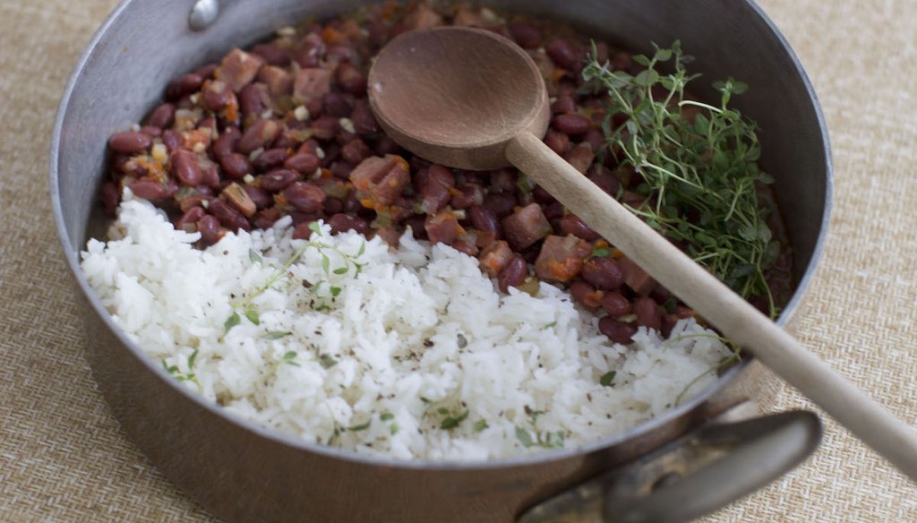 Jan. 12, 2015 photo shows red beans and rice in Concord, N.H. (AP)