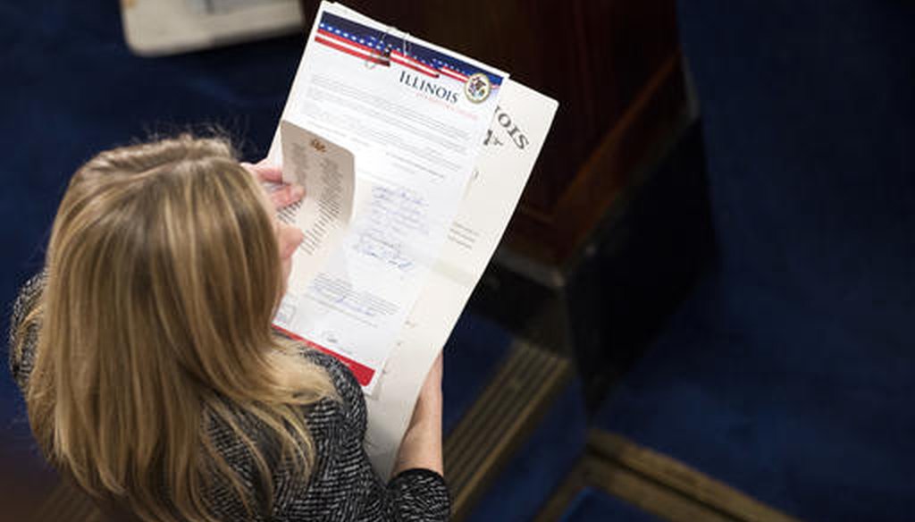 An Electoral College ballot from Illinois during a joint session of Congress to count electoral votes on Jan. 6, 2017. (AP)