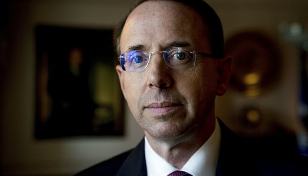 Deputy Attorney General Rod Rosenstein poses for a photograph at the Department of Justice, June 2, 2017. (AP Photo/Andrew Harnik)
