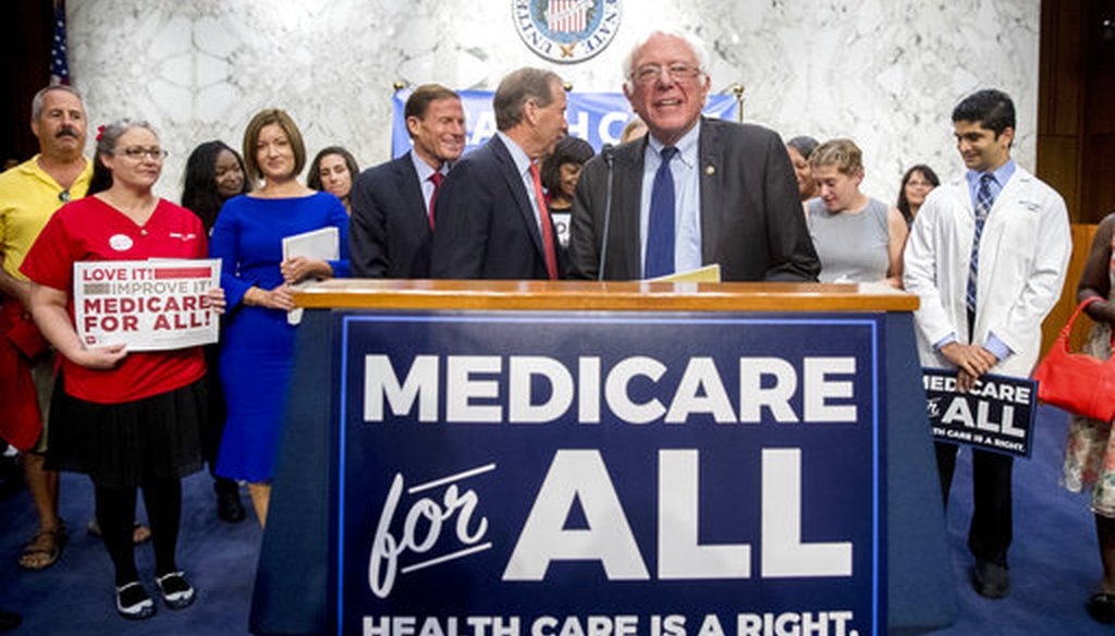 Sen. Bernie Sanders, I-Vt., at a news conference on Capitol Hill on Sept. 13, 2017, where he unveiled his Medicare for All legislation. (AP/Andrew Harnik)