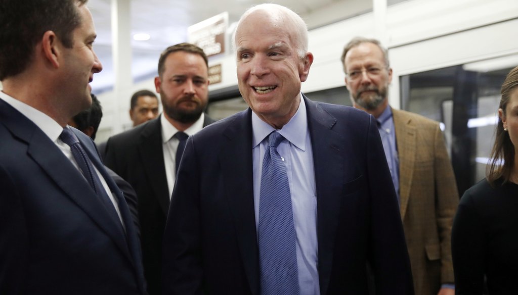 Sen. John McCain, R-Ariz., on Oct. 19, 2017, on Capitol Hill in Washington. (AP Photo/Jacquelyn Martin)