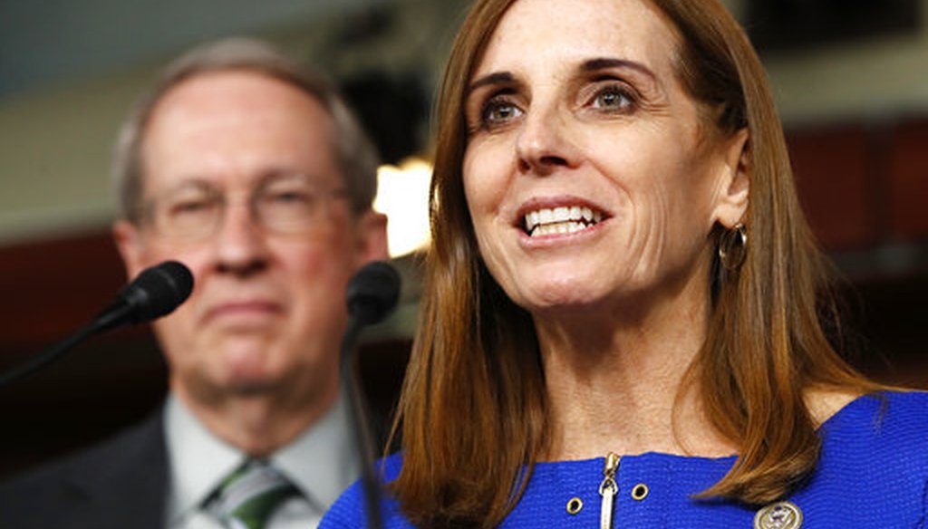 Jan. 10, 2018 file photo, House Homeland Security Border and Maritime Security Subcommittee Chairwoman Rep. Martha McSally, R-Ariz. (AP Photo/Jacquelyn Martin, File)