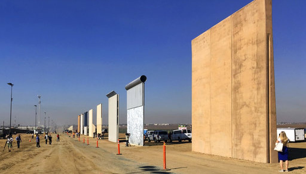 This Oct. 26, 2017 file photo shows prototypes of border walls in San Diego. (AP/Elliott Spagat)