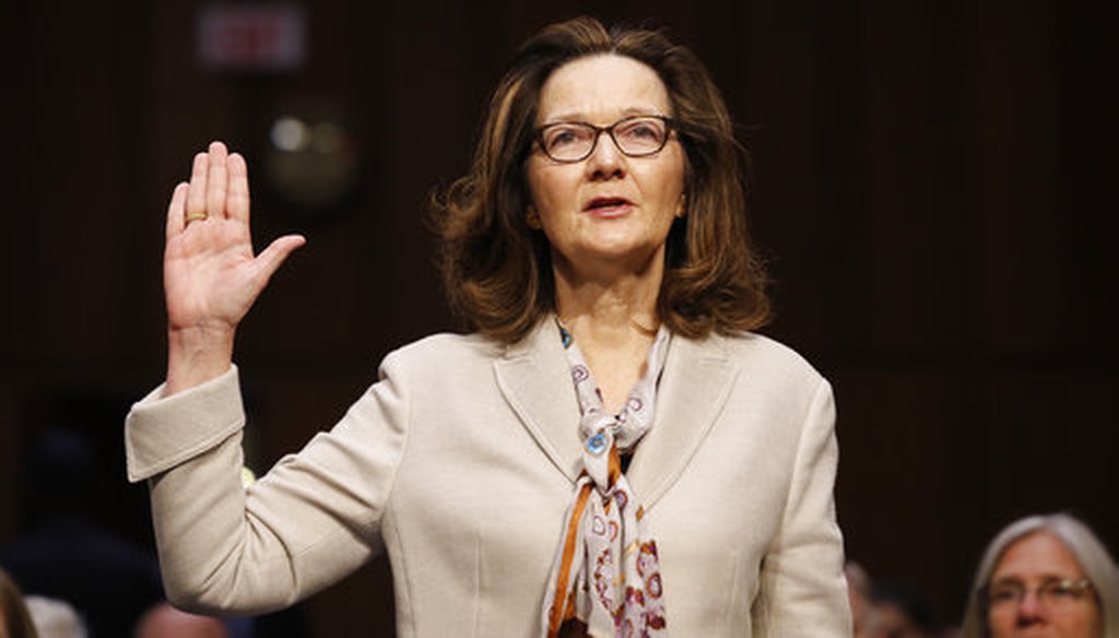 CIA nominee Gina Haspel is sworn in during a confirmation hearing of the Senate Intelligence Committee on Capitol Hill, Wednesday, May 9, 2018 in Washington. (AP Photo/Alex Brandon)