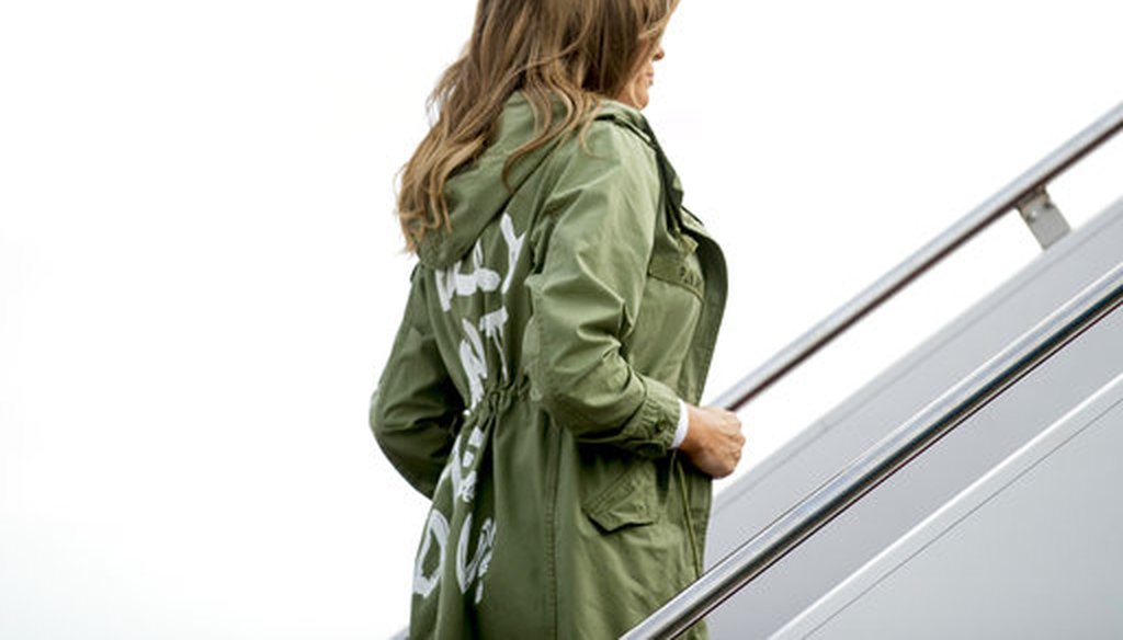 First lady Melania Trump boards a plane at Andrews Air Force Base, Md., Thursday, June 21, 2018, to travel to Texas. (AP/Andrew Harnik)