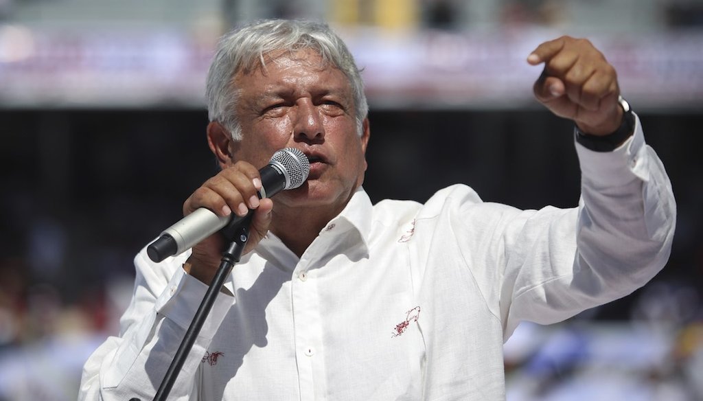 Mexico's presidential candidate Andrés Manuel López Obrador at a campaign rally on June 23, 2018.
