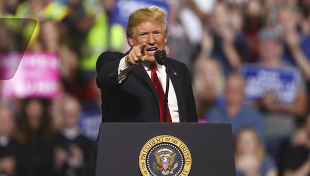 President Donald Trump holds a rally on July 5, 2018, in Great Falls, Mont. (AP/Jim Urquhart)
