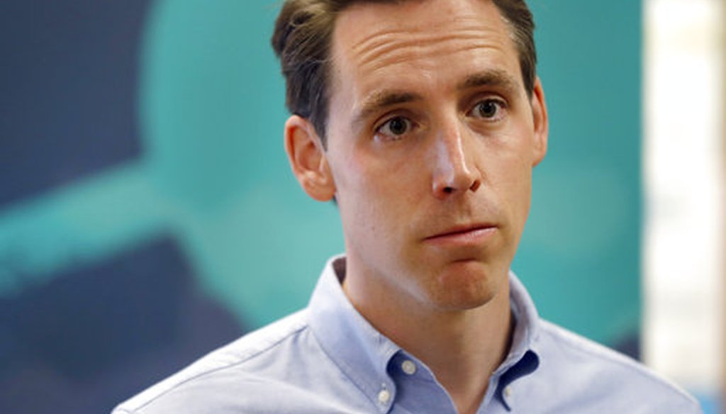 Missouri Attorney General and Republican U.S. Senate candidate Josh Hawley takes questions from the media on May 25, 2018. (AP/Jeff Roberson)