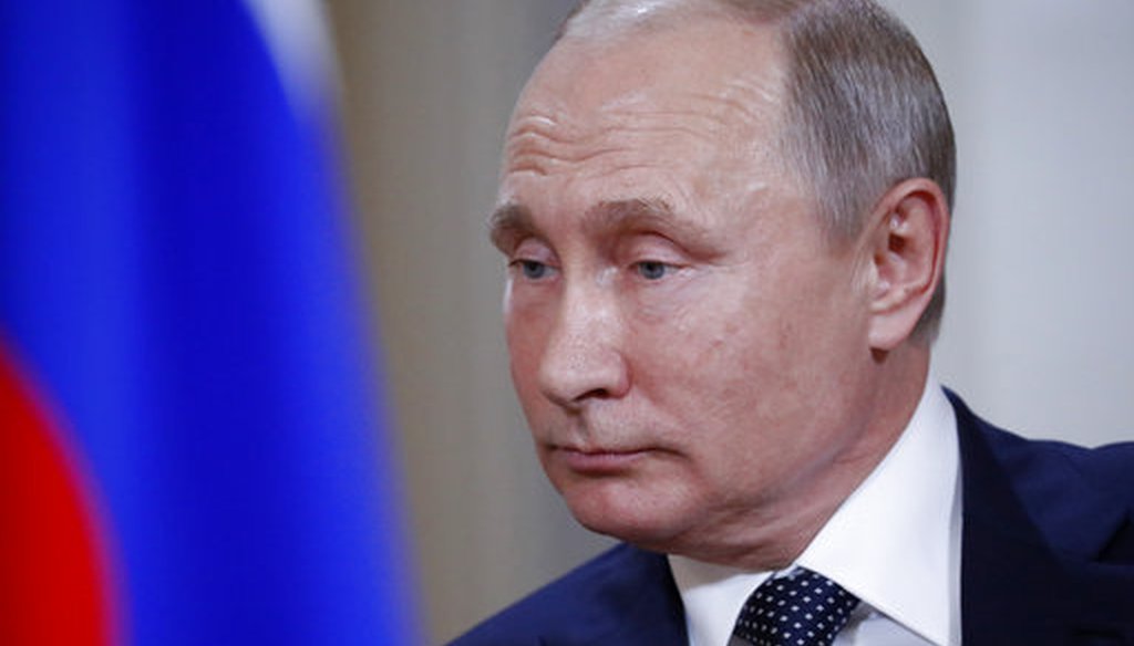 Russian President Vladimir Putin listens to U.S. President Donald Trump at the beginning of a one-on-one-meeting at the Presidential Palace in Helsinki, Finland, on July 16, 2018. (AP/Pablo Martinez Monsivais)