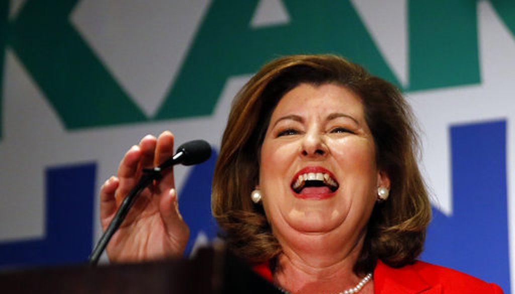 Republican Karen Handel declares victory in a Georgia special election in 2017. She later lost in the general election to Democrat Lucy McBath. (AP/John Bazemore, File)