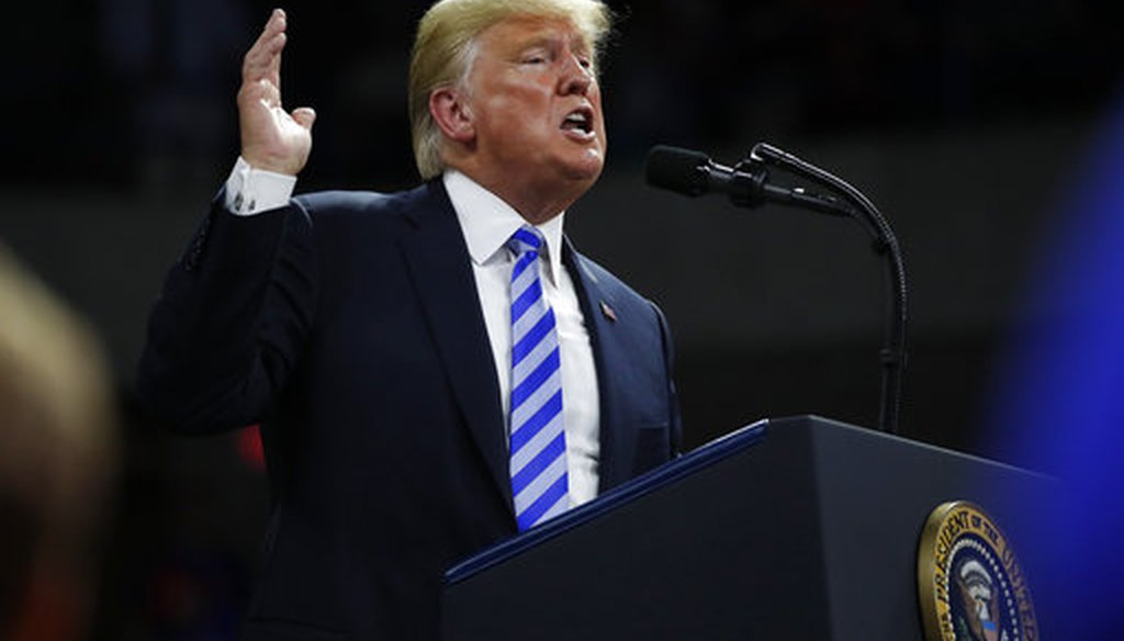 President Donald Trump speaks during a rally on Aug. 21, 2018, in Charleston, W.Va. (AP/Alex Brandon)