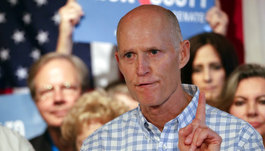 Florida Gov. Rick Scott speaks to supporters at Republican rally on Sept. 6, 2018, in Orlando. Scott is trying to unseat Democratic U.S. Sen. Bill Nelson. (AP/John Raoux)