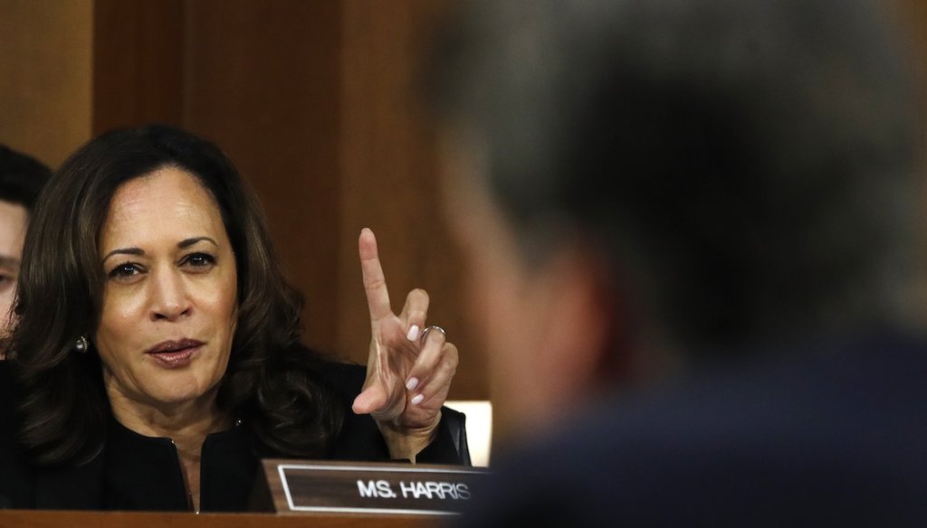 Sen. Kamala Harris, D-Calif., questions President Donald Trump's Supreme Court nominee, Brett Kavanaugh, on the third day of his Senate Judiciary Committee confirmation hearing on Sept. 6, 2018.