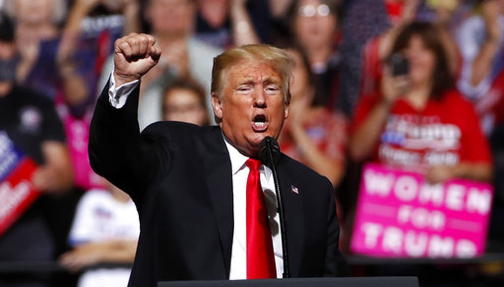 President Donald Trump speaks at a rally in Wheeling, W.Va., on Sept. 29, 2018. (AP/Gene J. Puskar)