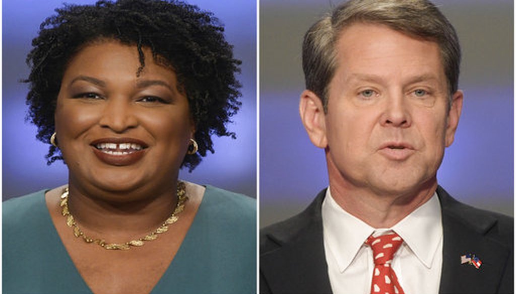 Combination of May 20, 2018, file photos shows Georgia gubernatorial candidates Stacey Abrams, left, and Brian Kemp in Atlanta. (AP Photos/John Amis, File)