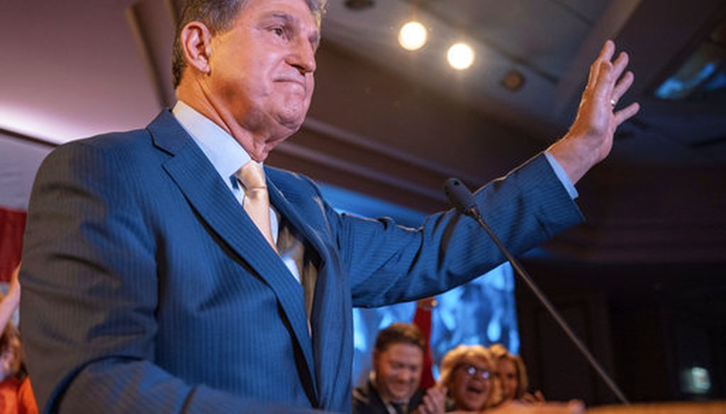 Sen. Joe Manchin, D-W.Va., speaks to supporters after being reelected on Nov. 6, 2018, in Charleston W.Va. (AP)