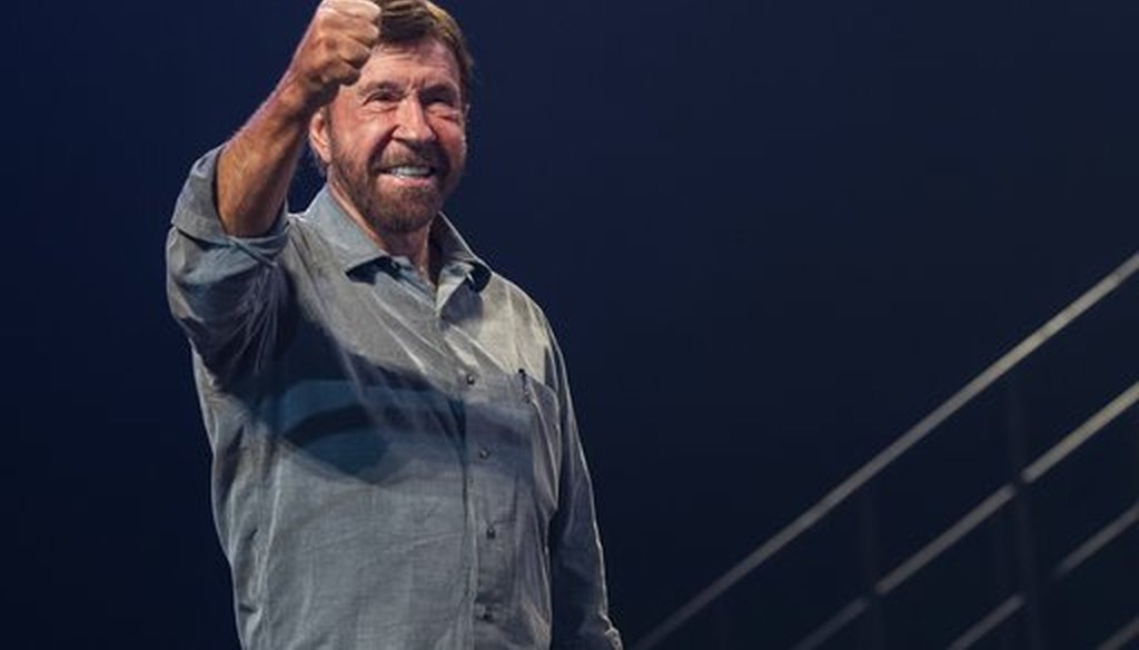 Chuck Norris appears at fundraising event in Budapest, in November 2018 (AP).