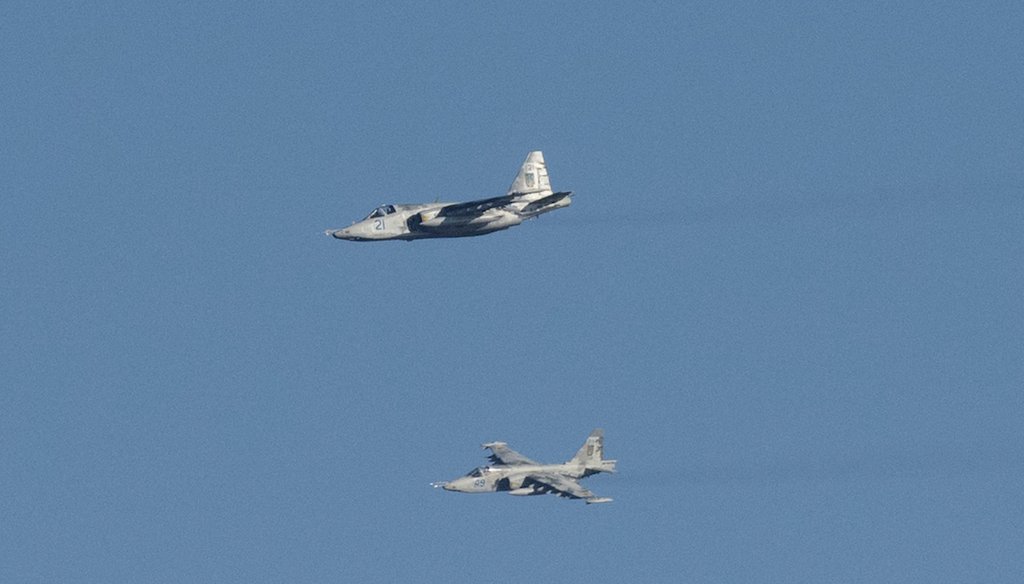 Ukrainian fighter jets fly during military exercise near Urzuf, south coast of Azov sea, eastern Ukraine, Thursday, Nov. 29, 2018. (AP)