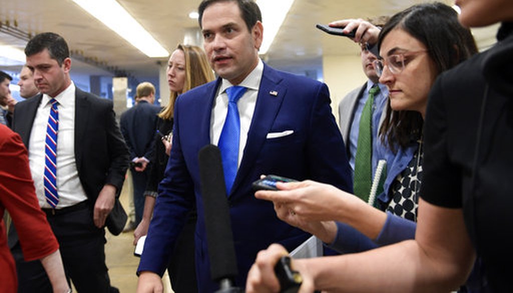Sen. Marco Rubio, R-Fla., in the U.S. Capitol complex on Nov. 29, 2018. He introduced a bill on paid leave that is based on ideas from Ivanka Trump. (AP Photo/Susan Walsh, File)