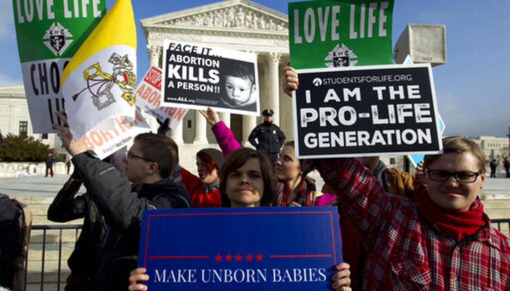 Anti-abortion activists protest outside of the U.S. Supreme Court during the March for Life in Washington, D.C., on Jan. 18, 2019. (AP)